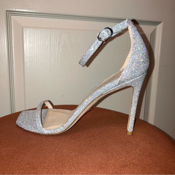 STUART WEITZMAN Heels SANDALS Crystal NUDISTCURVE - Sz 9 B Spain NEW! - Picture 5 of 16